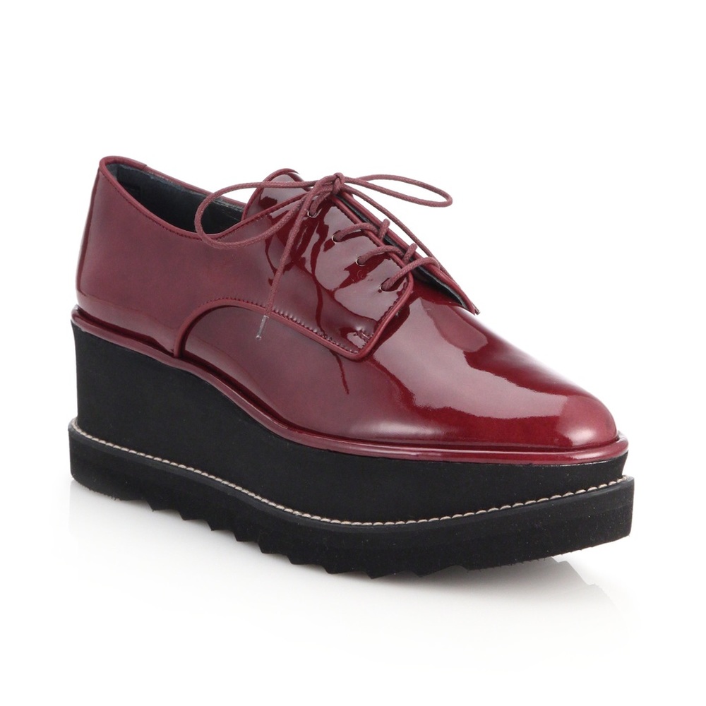 Stuart Weitzman Pipekent Cherry Red Flatform Platform Oxfords, US Women’s Size 7 - Picture 12 of 12